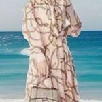 Worthington Womens Dress Long Sleeve Belt Button Up Peach Chains Print NEW Sz 3X Photo 0