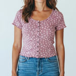 American Eagle  Floral‎ Snap Front Baby Tee size S Photo 0