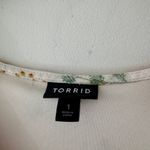 Torrid  White Floral Adorable Spring Button Up Blouse with Tie Back Waist Detail Photo 2