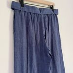J.Jill Linen Women’s Jenna Stretch Belted Wide Leg Crop Pants Blue Size Small Photo 6