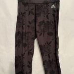 Adidas  Leggings Climalite Rose Print High Rise Cropped Size Small Photo 4