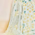 Ivy City Co Pale Yellow & Green Beaded Embellished Floral Tulle Tiered Dress. Photo 2