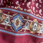 Sienna Sky  Maroon/Blue/Tan Paisley Print Short Sleeve Blouse, Size Medium Photo 6