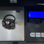 Sterling Silver Vintage Signed 925 Marcasite CZ Flower Chunky Ring Size 7 10.3g Photo 11