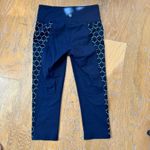 Athleta Navy blue  capri leggings laser  cut  small Photo 5