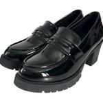 🔃Black Chunky Heeled Mary Jane Penny Loafers Black Size 7.5 Photo 0