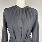 J.Crew Women Drapey Shirt Dress Size M Black Satin-back Crepe Button Long Sleeve Photo 2