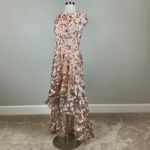 Eliza J  Women's Sequined Lace High Low Backless Gown Pink Size 8 Short Sleeve Photo 4