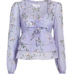 Intermix SIze 4 EUC Norah Lavender Floral Silk Top Photo 2