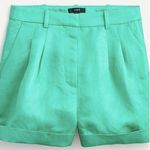 J.Crew Womens Drapey AM950 Kelly Green Linen Satin High Rise Shorts Size 6 NWT Photo 0