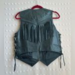 Flying Bikes Oakwood Vintage Women’s Leather Fringe Conch Detail Vest Sz M Black Size M Photo 1