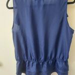 Apostrophe  Navy Ruffled Sleeveless Top Size LP Long Petite Balletcore Boho Fairy Photo 4