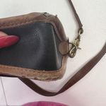 Vintage 70s Swagger Spectator Bag Leather Black Brown Trim Basic Shoulder Bag Photo 6