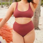 Berlook Contrast Stitch Longline Plus Size Bikini Set Pink Photo 0