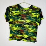 Just Polly Green Camouflage Short Sleeve Mesh Shirt Size XL Photo 0