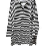 Coolibar UPF 50+ Lawai Ruche Swim Quarter Zip Black Striped Shirt Plus Size 2X Photo 1