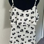 Bobeau Black & white ruffled floral & polka dot cold shoulder off shoulder top Photo 5