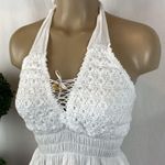 Sea Spice White Crochet Lace Asymmetric Sleeveless Halter Summer Midi Dress L Size L Photo 2