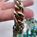 Stella & Dot Maldives Green Blue layered Necklace Coastal Career Turquoise Gold Photo 8