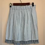 Raga Anthropologie Baby Blue and Metallic Silver Skyla Tassel Wrap Look Skirt M Photo 4