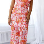 Hello Molly NEW Blooming Heights Sleeveless Midi Dress Floral Orange 4 Small Photo 0