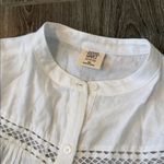 Matilda Jane  Good Hart Button-Up white lace trimmed Blouse preacher collar XS Photo 1