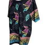 Vintage Hand Painted T Shirt Colorful Tropical Bird Large Black Short Sleeve Photo 2