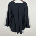 Lulu B Top Womens 1X Black Gauze Long Tabbed‎ 3/4 Sleeve Relaxed Coastal Resort Photo 5