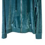 Cozy Plush Velvet Zip Hoodie Jacket Womens L Green Lounge Casual Y2K Cool Girl Size L Photo 2