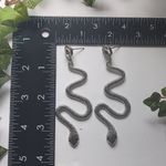 Silver Textured Serpentine Snake Drop Earrings Photo 2