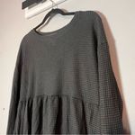 Knox Rose Waffle Knit Peplum Top Long Sleeve Charcoal Gray Size Medium Photo 1