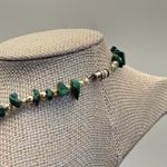 Green Malachite Chip Necklace Gold Tone Beaded Women's Jewelry Fashion Photo 2