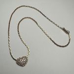 Swavorski Swarovski Crystal Signed Pave Heart Gold Tone Clear Necklace 16 3/4 Inch Photo 0