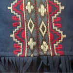 Flying Tomato Blue Faux Suede Southwestern Jacket Fringe Embroidered Small Aztec Photo 13