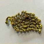 Elegant Green and Gold Peacock Brooch Photo 3