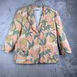 SK &‎ Company Blazer Tropical Leaf Print Button Front Career Jacket Silk Size M Pink Size M Photo 1