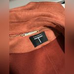 Tahari Women’s Brown Open Front Suede Cardigan Jacket Waist Tie Trench Coat Sz L Photo 2