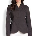 Eileen Fisher  Linen Blend High Collar Peplum Zip Front Linen Blend Blazer L Photo 0