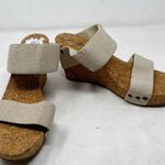 Lucky Brand ‎ Cork Platform Wedge Slide Sandals Summer Heels Cream Size 10 Photo 0