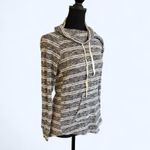 Ultra Flirt  Grey and white striped cowl neck sweater Size small Photo 4