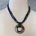 Beaded Necklace Multistrand Center Glass Focal Donut Bead Multicolor Adjustable Photo 1