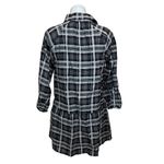 Club Monaco  Black Gray Linen Checkered Plaid Mini Puff Sleeve Shirt Dress Sz XS Photo 2