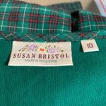 Susan Bristol Vintage 80s Green Plaid Corduroy Jumper Dress Festive Embroidery Photo 7