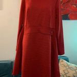 Modcloth Dress Womens 1X 16 18 Burgundy Mock Neck Quilted Stretch Long Sleeve Photo 0