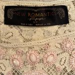 Free People  New Romantics Blouse Top Beaded Crochet Knit Semi Sheer Size Small Photo 12