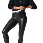 SPANXshape Faux Leather Leggings Women's XL Black Smoothing Shiny Slimming Photo 0