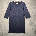 Boden Hannah Sweatshirt Dress 4R Navy Foil Leaf Print Mini Dress Pockets Cozy Blue Size 4 Photo 1