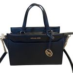 Michael Kors Graham Convertible Crossbody Handbag Satchel Black Leather Gold Photo 1