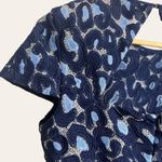 Sandro Blue Embroidered Lace Jacquard Cap Sleeve A-Line Mini Dress Size 6 Photo 11