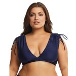 Time & Tru NWT Women's Shoulder Ruched Bikini Navy blue Top 2X Bottoms 3X Photo 2